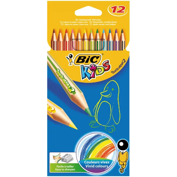 12 CRAYONS COULEURS 17CM TROPICOLOR