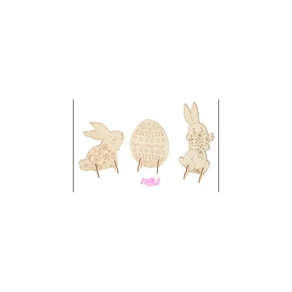 3 MOTIFS DE PAQUES BOIS A COLORIER ET A POSER