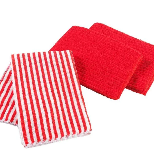 3 TORCHONS 40X40 CM MICROFIBRE CUISTOT ROUGE 2 UNIS 1 RAYE