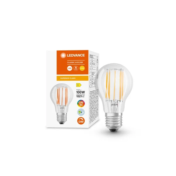 Ampoule LED Standard E27 Claire 11W Equivalence Halo 100W 2700K Dimmable - Ledvance
