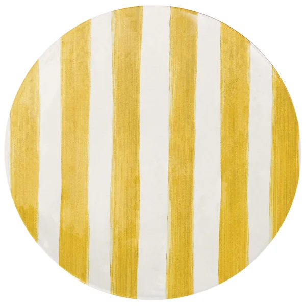 ASSIETTE PLATE GRES DECOREE FORME COUPE JAUNE 26CM