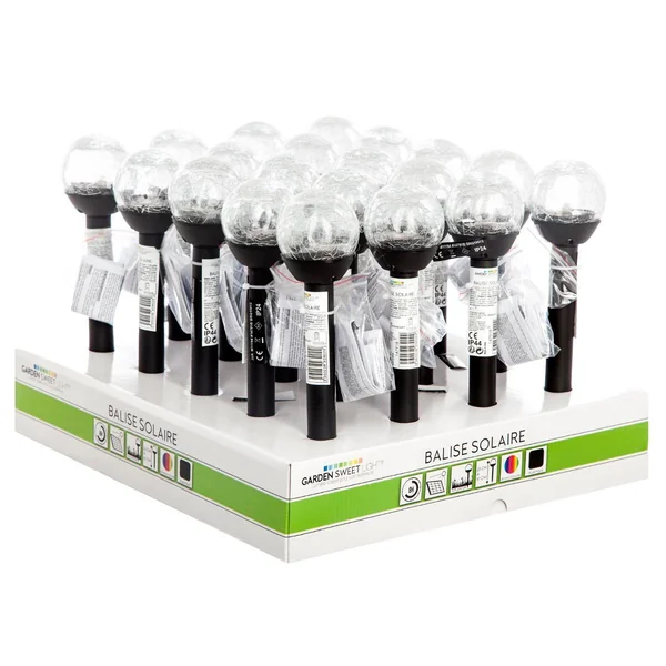 BALISE SOLAIRE VERRE LUMIERE MULTICOLORE H.32CM