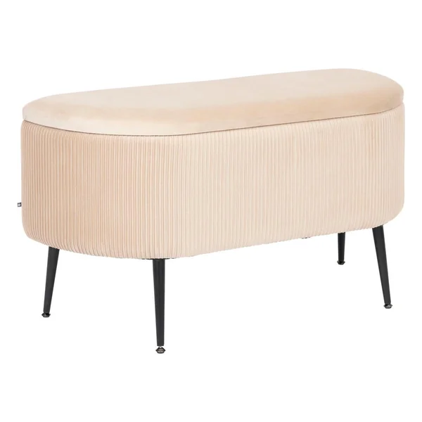BANC COFFRE VELOURS SOLARO BEIGE D.100X40CM