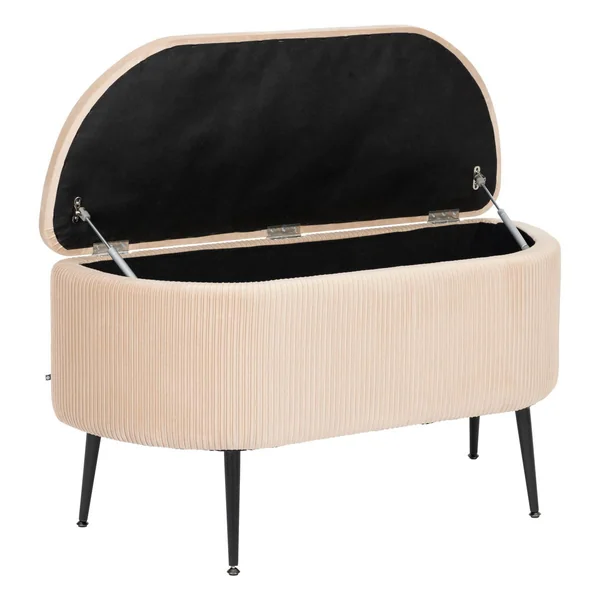 BANC COFFRE VELOURS SOLARO BEIGE D.100X40CM