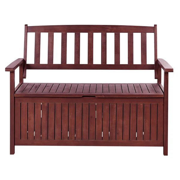 Banc de jardin SOVANA 120 cm avec rangement Acacia Rouge foncé