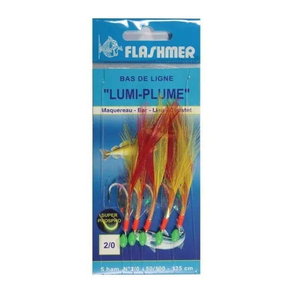 Bas de ligne Lumiplume 5 hameçons phosp 2/0 couleur FLASHMER