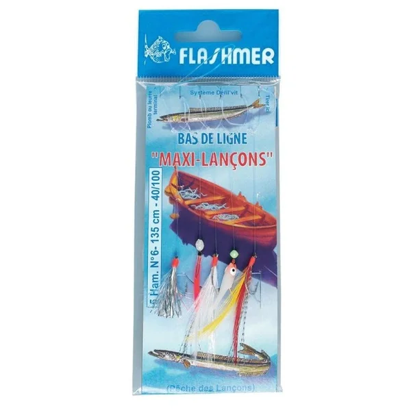 Bas de ligne maxi-lançons 5 hameçons 6 FLASHMER