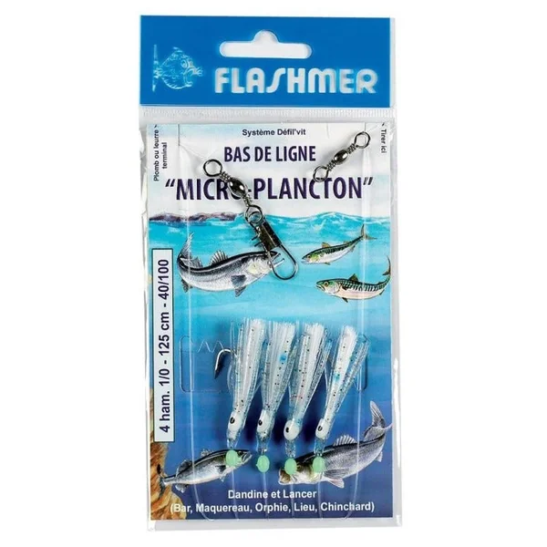 Bas de ligne micro plancton 4 hameçons 1/0 bleu FLASHMER