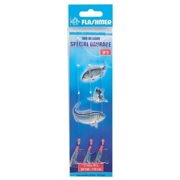 Bas de ligne spécial dorade 3 hameçons 4 FLASHMER