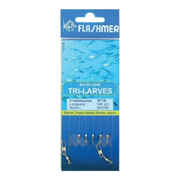 Bas de ligne tri-larves 5 hameçons 16 FLASHMER