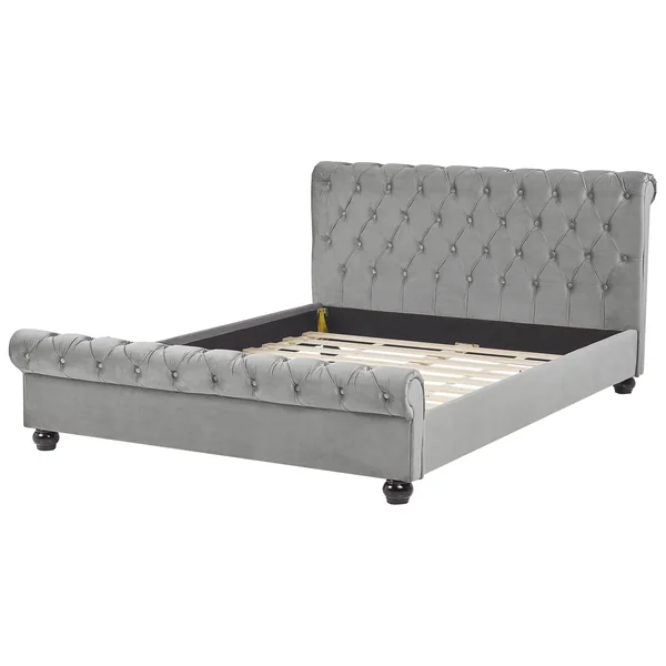 Bed Velvet AVALLON 160 x 200 cm (EU King Size) Grey