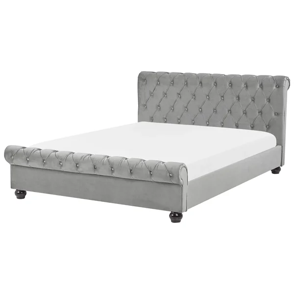 Bed Velvet AVALLON 160 x 200 cm (EU King Size) Grey