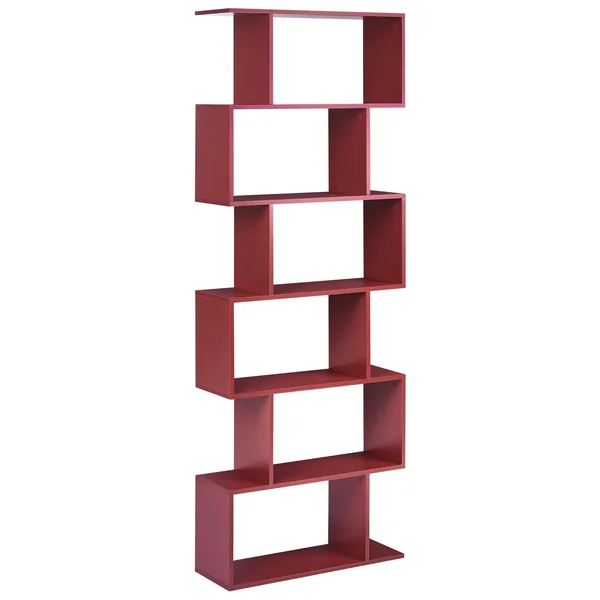 Bibliothèque 6 étagères VALDOSA 190 cm Rouge Bordeaux