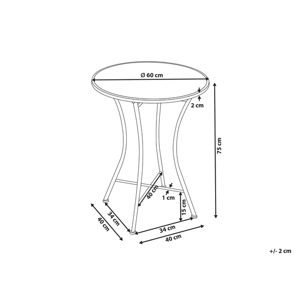 Bistro Table CORIANO 60 cm 60 cm Metal Black
