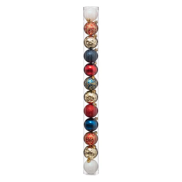BOULE DE NOEL 60MM X12 PIECES ROUGE DORE BLEU BLANC
