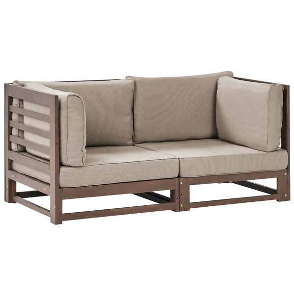 Canapé de jardin 2 places TRANI Bois d'acacia certifié Marron foncé