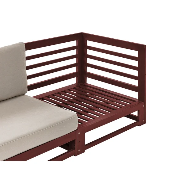 Canapé de jardin 3 places TRANI Bois d'acacia certifié Rouge foncé