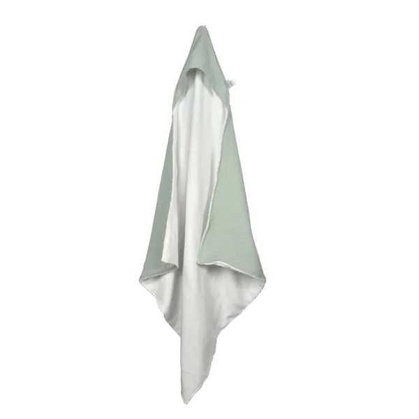 CAPE DE BAIN GAZE DE COTON ET EPONGE 75X75CM CELADON