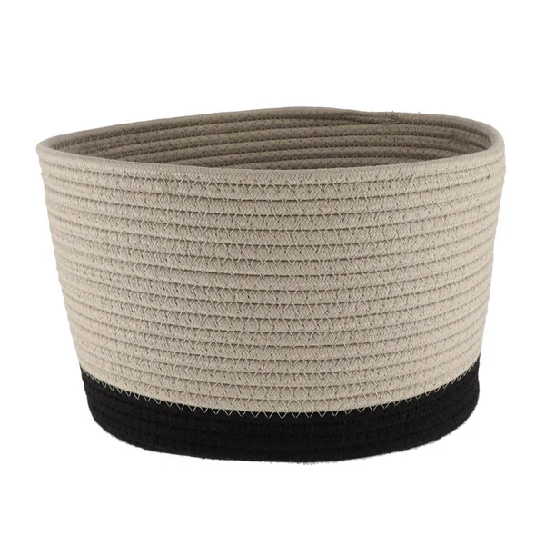 CORBEILLE OVALE GRAND MODELE COTON 32X25CM FICELLE NOIR