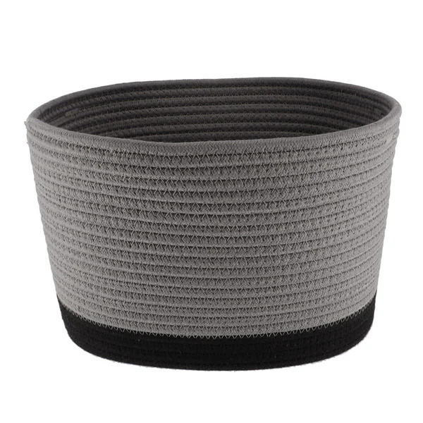 CORBEILLE OVALE GRAND MODELE COTON 32X25CM GRIS NOIR