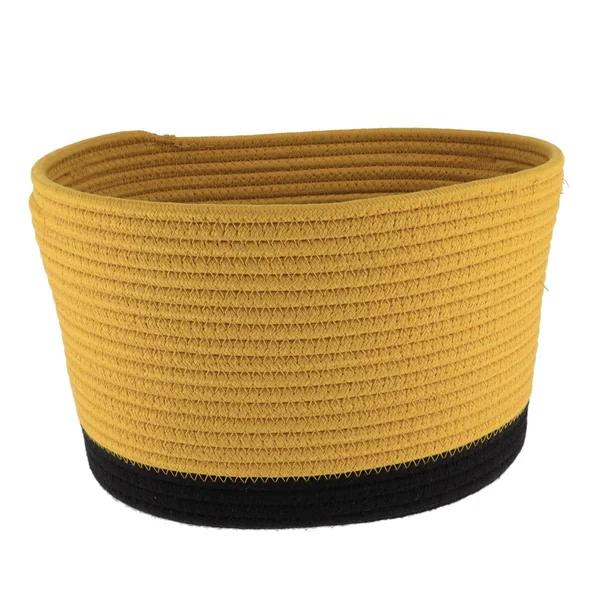 CORBEILLE OVALE GRAND MODELE COTON 32X25CM OCRE NOIR
