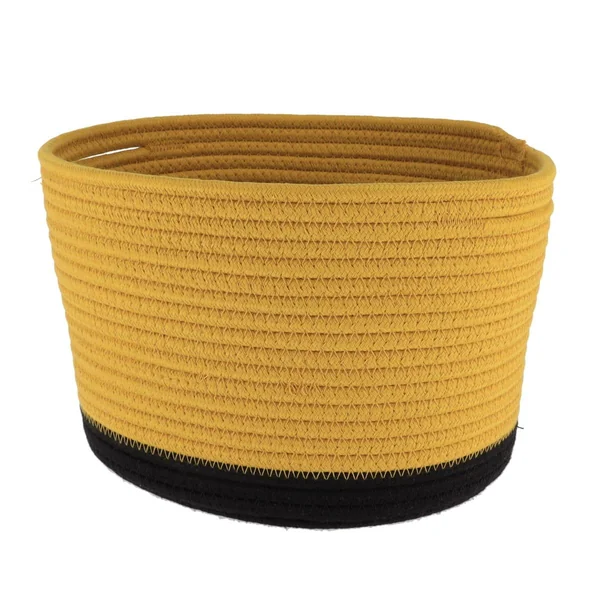 CORBEILLE OVALE MOYEN MODELE COTON 28X22.5CM OCRE NOIR