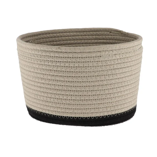 CORBEILLE OVALE PETIT MODELE COTON 25X20CM FICELLE NOIR