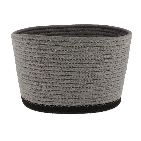 CORBEILLE OVALE PETIT MODELE COTON 25X20CM GRIS NOIR