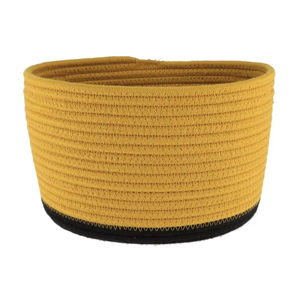 CORBEILLE OVALE PETIT MODELE COTON 25X20CM OCRE NOIR