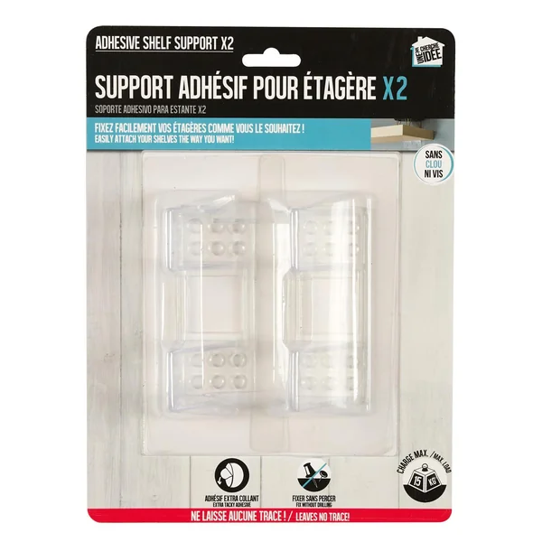 CROCHET ETAGERE AUTO ADHESIF 15KG X2 PIECES