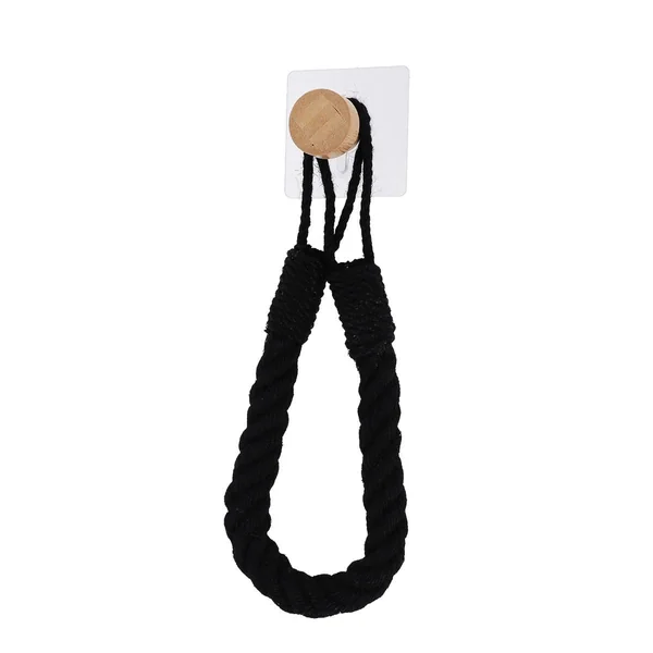 DEROULEUR PAPIER WC OU PORTE SERVIETTES CORDE BAMBOU NOIR