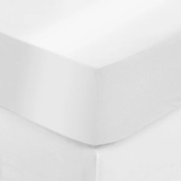 DRAP HOUSSE SATIN DE COTON BLANC 140X190CM