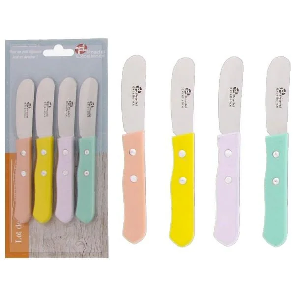 ESSENTIELS SET 4 TARTINEURS 6CM MANCHES COULEUR EN BOIS
