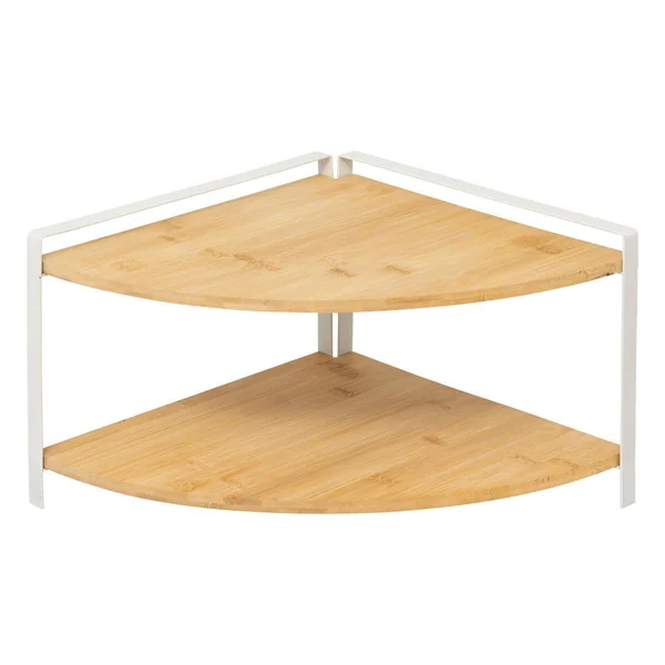 ETAGERE D ANGLE 2 NIVEAUX ORDERA BAMBOU METAL BEIGE