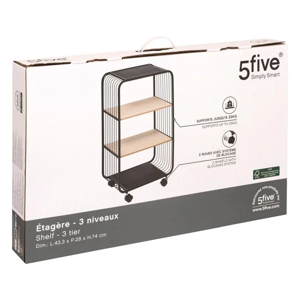 ETAGERE METAL BOIS 3 NIVEAUX