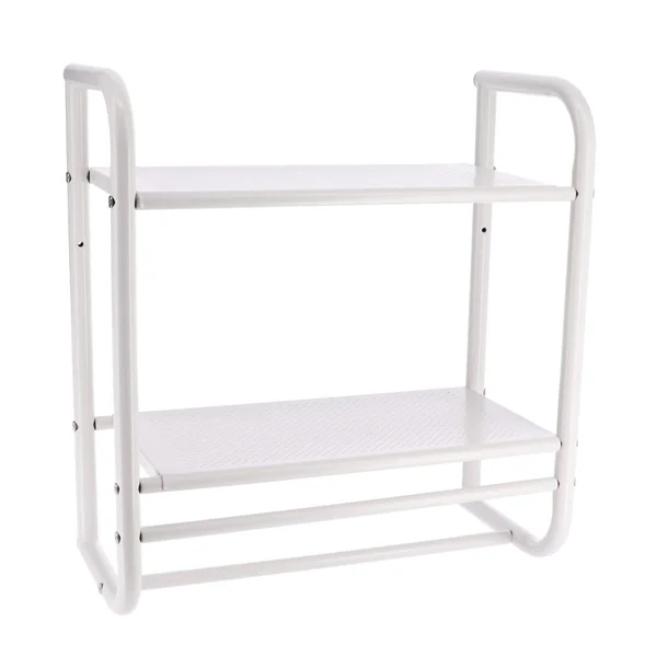 ETAGERE MURALE 2 ETAGES ET PORTE SERVIETTES 2 BARRES BLANC