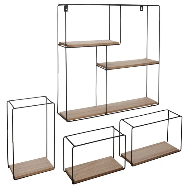 ETAGERE MURALE BOIS ET METAL CARRE X4 PIECES