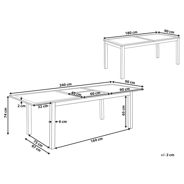Extending Garden Dining Table SKALOMA 180/240 cm 90 cm Metal Dark Grey