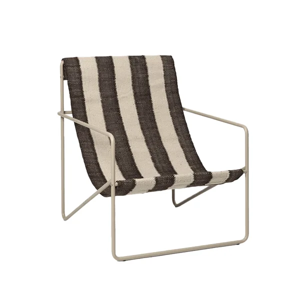 Fauteuil DESERT rayures blanc cassé et chocolat Blanc cassé/ chocolat FERM LIVING