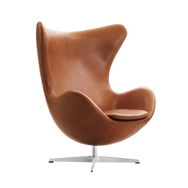 Fauteuil OEUF (EGG) Cuir Marron walnut FRITZ HANSEN
