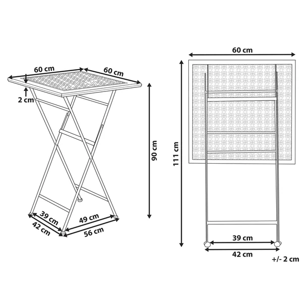 Garden Bar Table BORMIO 60 cm 60 cm Metal Black