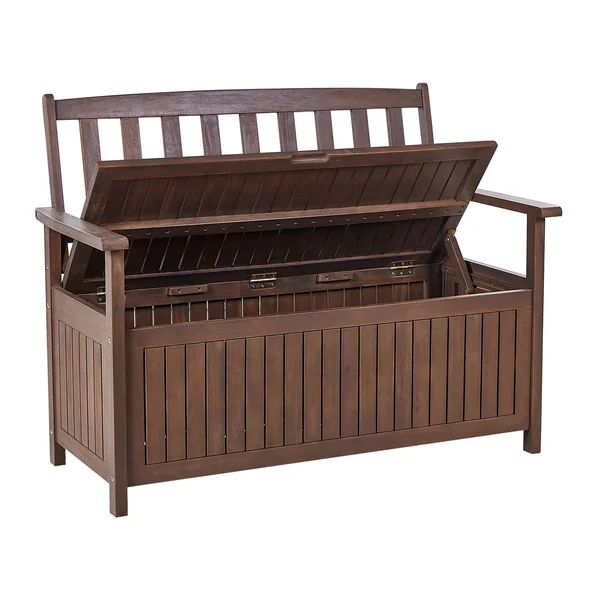 Garden Bench SOVANA 120 cm with Storage Acacia Wood Dark Brown