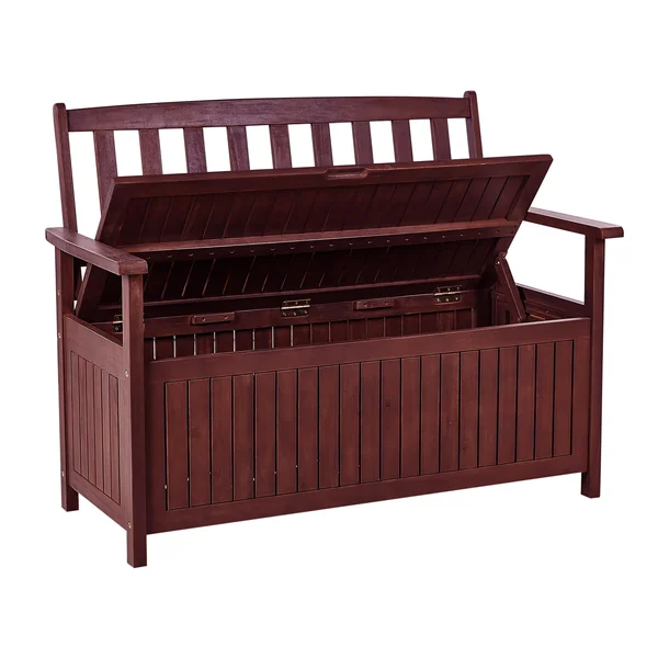 Garden Bench SOVANA 120 cm with Storage Acacia Wood Dark Red