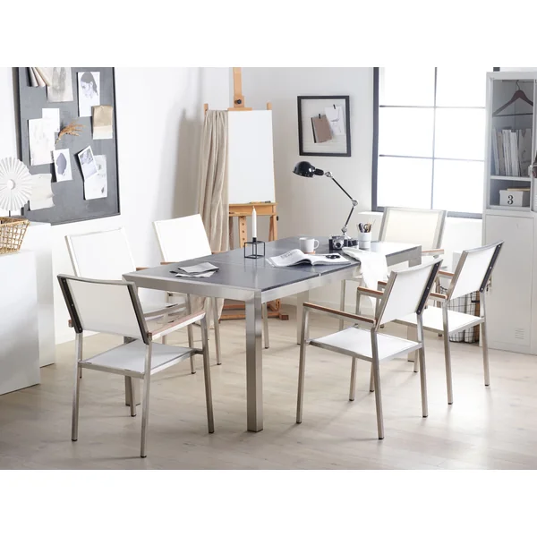 Garden Dining Table GROSSETO 180 cm 90 cm Flamed Granite Graphite Grey