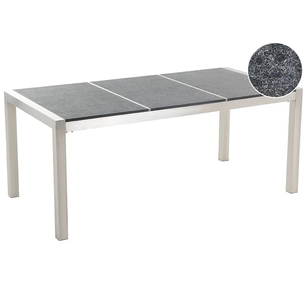 Garden Dining Table GROSSETO 180 cm 90 cm Flamed Granite Graphite Grey