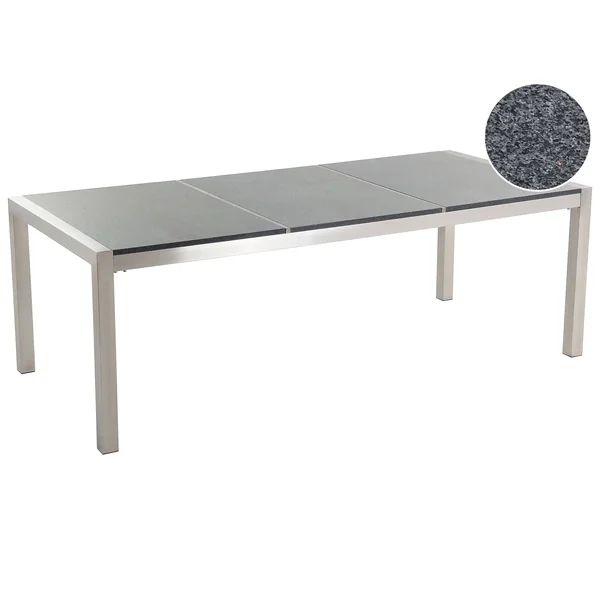 Garden Dining Table GROSSETO 220 cm 100 cm Polished Granite Grey