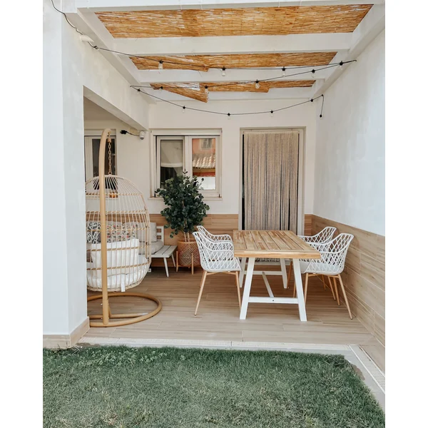 Garden Dining Table SCANIA 170 cm 80 cm Acacia Wood White