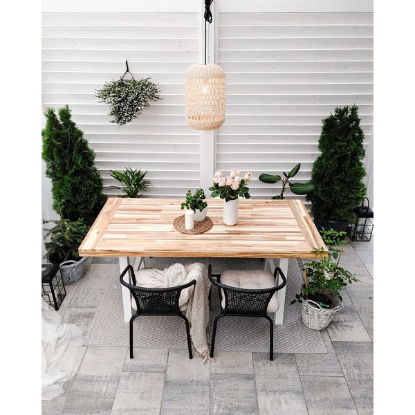 Garden Dining Table SCANIA 170 cm 80 cm Acacia Wood White