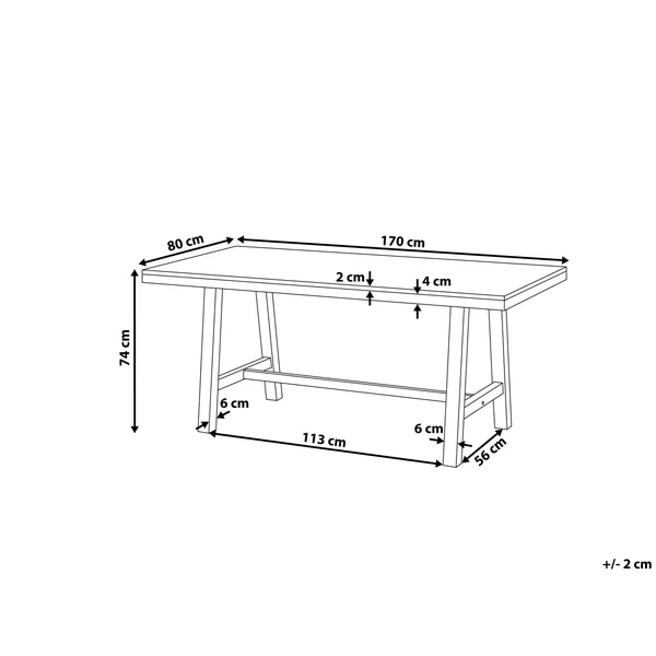 Garden Dining Table SCANIA 170 cm 80 cm Acacia Wood White