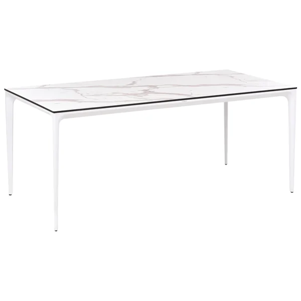Garden Dining Table SOVARETO 180 cm 90 cm Marble Effect White Marble